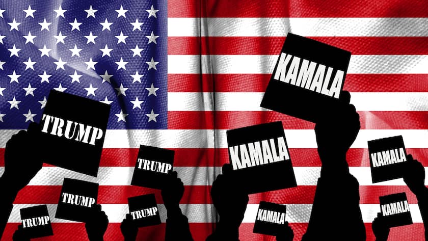 Composition of American flag and election voting silhouette. Describe the 2024 U.S. election landsca Composition of American flag and election voting silhouette. Describe the 2024 U.S. election landscape and results. Basemap and background concept. Double exposure hologram. Copyright: xZoonar.com/LIUxHUNGxCHINx 22103978