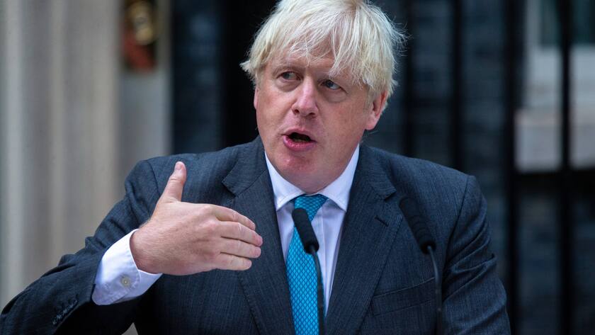 September 6, 2022, London, England, United Kingdom: BORIS JOHNSON is seen making his farewell speech outside 10 Downing Street as he resigns as Prime Minister of the UK. London United Kingdom - ZUMAs262 20220906_zip_s262_111 Copyright: xTayfunxSalcix