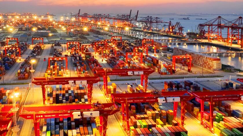 Hafen in Suzhou, China: Der erhoffte Wiedereröffnungs-Boom nach Corona bleibt aus.