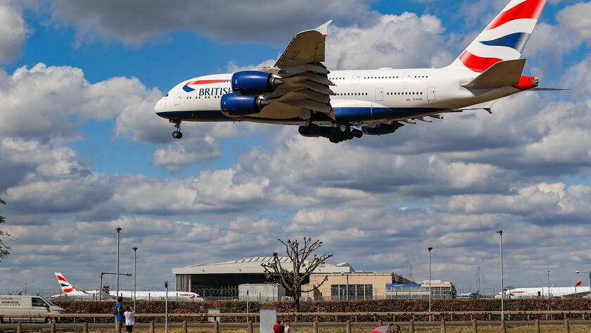 British Airways Airbus A380 Aircraft Landing In Heathrow