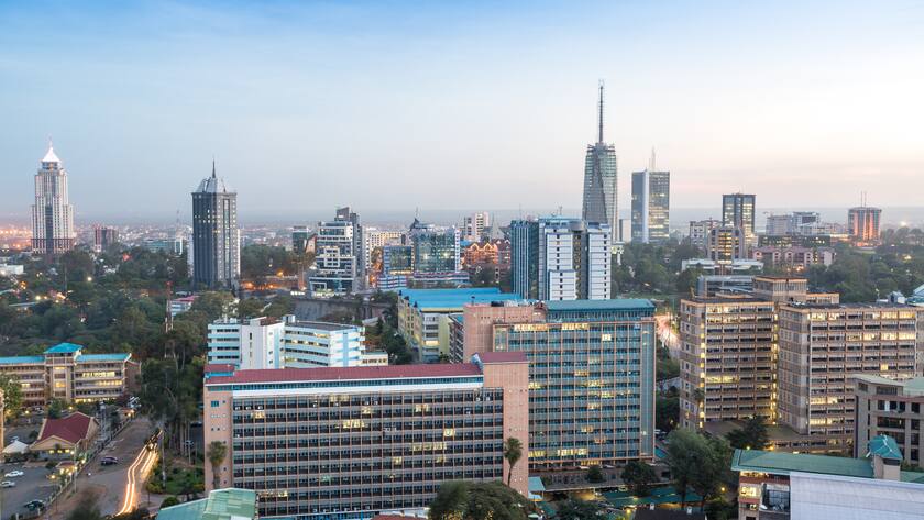 Modern Nairobi cityscape - capital city of Kenya, East Africa
