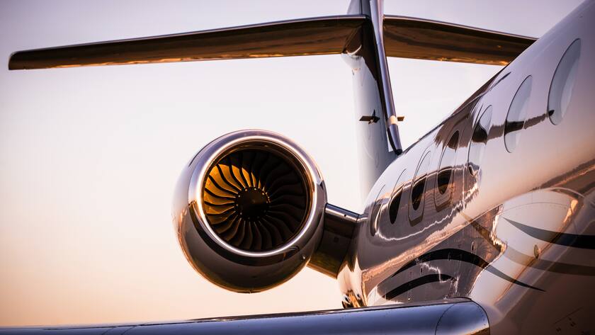Corporate Jet at sunset