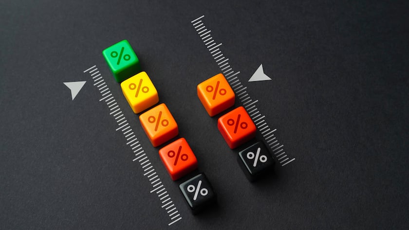 Ein Symbolvergleich von Zinsen.