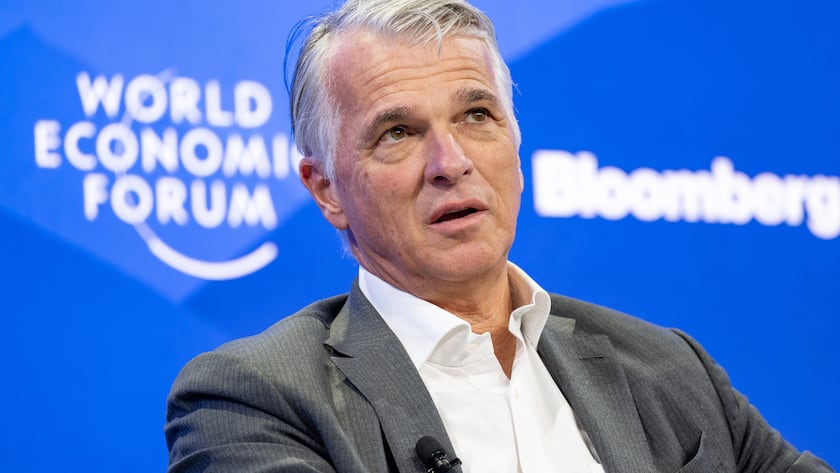 UBS-CEO Sergio Ermotti an einem Podium während des WEF 2025 in Davos.