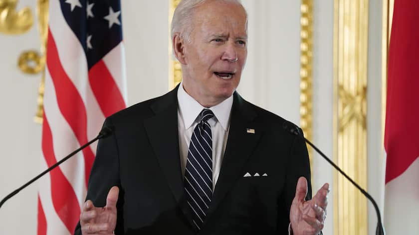 President Joe Biden speaks during a news conference with Japanese Prime Minister Fumio Kishida at Akasaka Palace, Monday, May 23, 2022, in Tokyo. (AP Photo/Evan Vucci)Joe Biden,Fumio Kishida