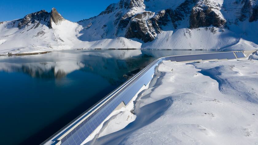 Visualisierung des Solarkraftwerks am Muttsee Glarus Linth Limmern