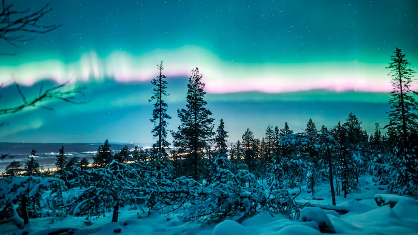 RECORD DATE NOT STATED A breathtaking view of the Northern lights or aurora borealis in Lapland, Finland *** einer erwaten Ansicht des der n
