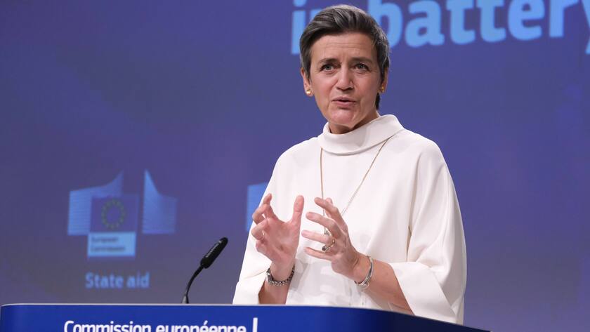 EUROPEAN COMMISSION - VESTAGER Press conference by Executive Vice-President of European Commission Margrethe VESTAGER on State aid - Second important European project in battery value chain in Brussels, Belgium on January 26, 2021. Brussels Brussels Belgium PUBLICATIONxINxGERxSUIxAUTxONLY Copyright: xAlexandrosxMichailidisx HL_UNIONEUROPEENNE_1348502