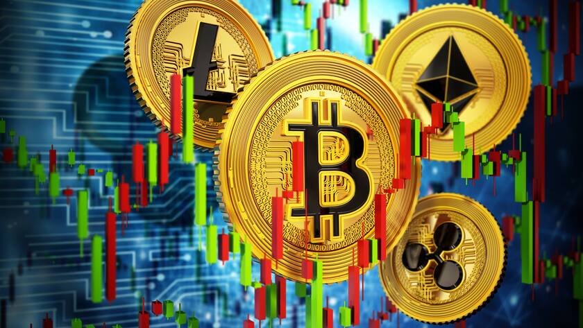 Cryptopcurrency Prices Falling concept, Digital cryptocurrencies on technology background. 3D illustration Cryptopcurrency Prices Falling concept, Digital cryptocurrencies on technology background. 3D illustration. Copyright: xZoonar.com/CigdemxSimsekx 19472081