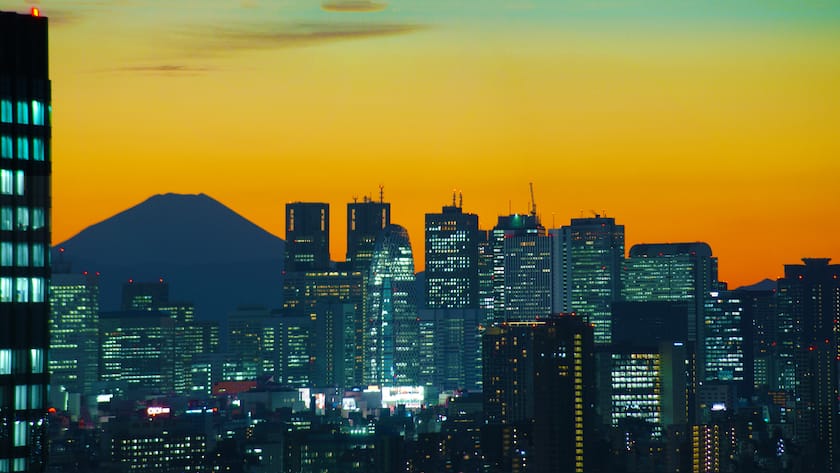 Japan Shinjuku and Mount Fuji