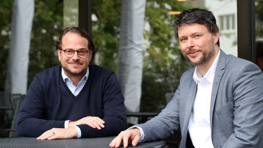 Daniel Zangger, Head of Branding von Baloise und Lukas Eiselin, CEO von MetaDesign