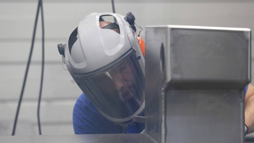 Arbeiter in einer deutschen Maschinenfabrik