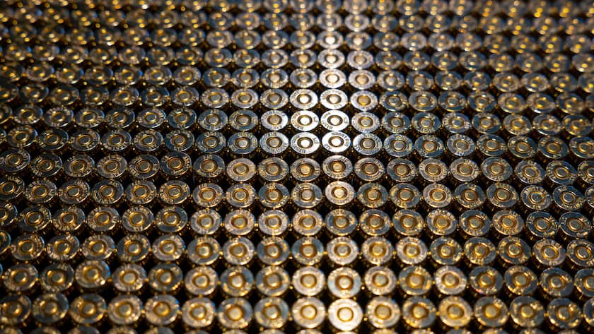 9mm Bullet Ammunition in Abundance in a Row in Switzerland. 3334BGMX