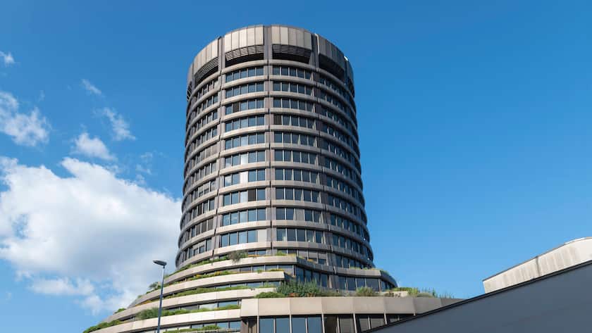 Basel - Switzerland - Bank for International Settlements BIS building designed by Martin Burckhardt. Basel - Schweiz - Gebäude der Bank für Internationalen Zahlungsausgleich BIZ, entworfen von Martin Burckhardt.