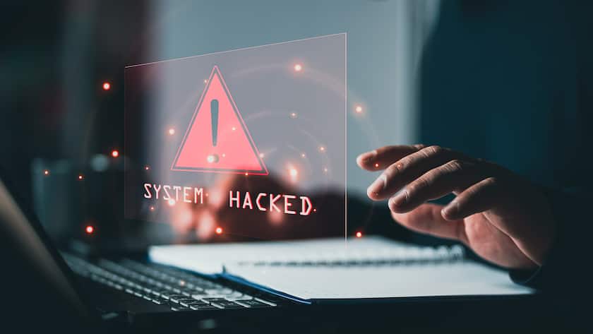 System hacked alert after cyber attack on computer network. compromised information concept. internet virus cyber security and cybercrime. hackers to steal the information is a cybercriminal