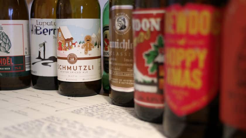 Diverse Weihnachtsbiere aus Degustation