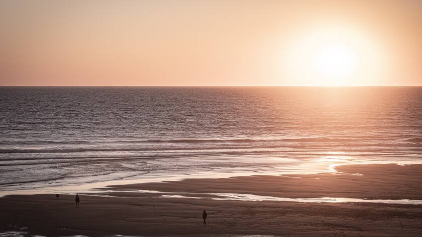Sunset on Atlantic Ocean in Cap Ferret, France, on May 19, 2020. (Photo by Fabien Pallueau/NurPhoto via Getty Images)