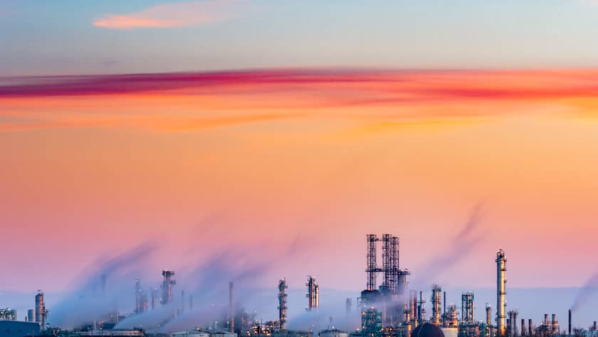 sunset view of Refinery Complex, regina, saskatchewan, canada.
