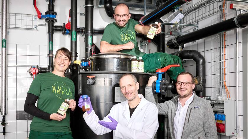 Die Gründer der Vuna GmbH: Nadège de Chambrier, Kai Udert, Bastian Etter und David de Chambrier.