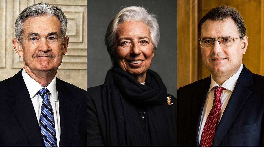 Jerome Powell, Christine Lagarde und Thomas Jordan