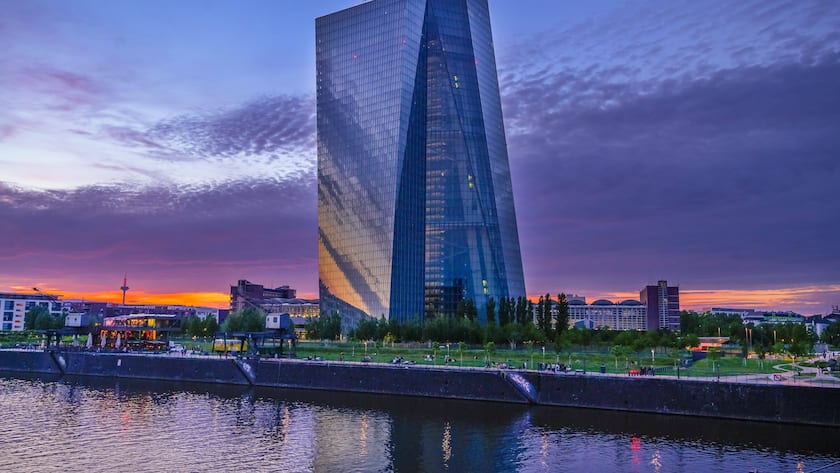 Europäische Zentralbank EZB, Hauptgebäude, Zentrale, Sonnemannstraße, Ostend, Main, Frankfurt am Main, Hessen, Deutschland *** European Central Bank ECB, Main Building, Head Office, Sonnemannstraße, Ostend, Main, Frankfurt am Main, Hesse, Germany