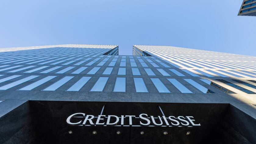 Das Credit Suisse Gebäude im sogenannte WTC in Zürich-Oerlikon. Zürich, Schweiz, 13.08.2022
