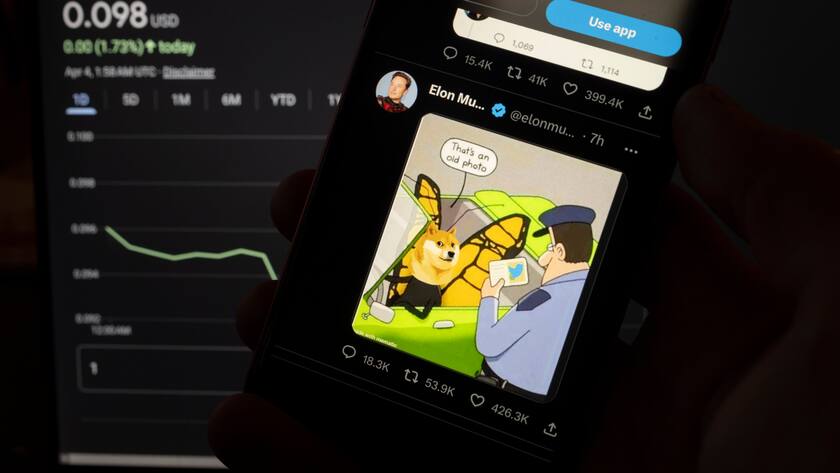 April 3, 2023, San Francisco, California, United States: The Twitter logo bird was unexpectedly changed to a shiba inu dog from the doge meme on orders from owner Elon Musk, sending the Dogecoin cryptocurrency to a quarterly high.