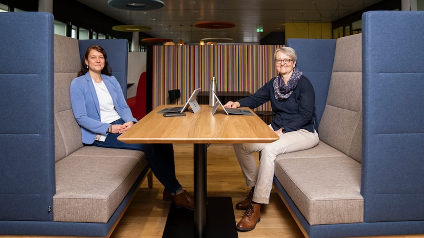 19.01.2022; Luzern; Friendly Work Space - CSS Versicherung; Priska Duss StuderVerantwortlichen BGM/Fachspezialistin HR (R) und Anne Bode, Leiterin Kompetenzcenter Gesundheit und Prävention der CSS (L). © Valeriano Di Domenico