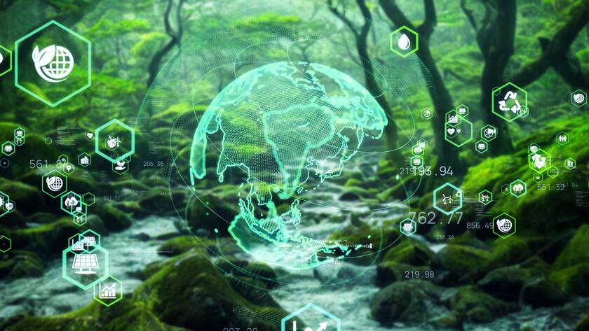 TCFD Berichterstattung, gläserne grüne Weltkugel, Natur
