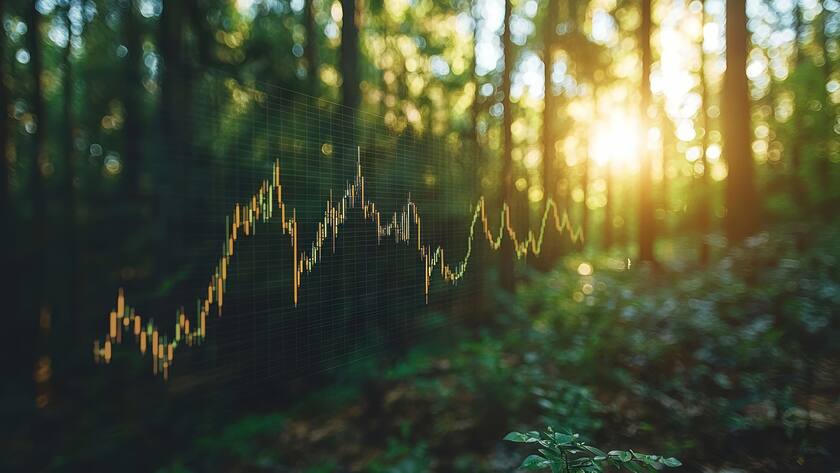 Forest Stock Market Graph Sunrise