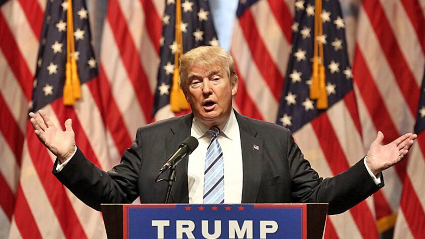 Donald Trump, presumptive 2016 Republican presidential nominee, speaks during a campaign event in New York, U.S., on Saturday, July 16, 2016.