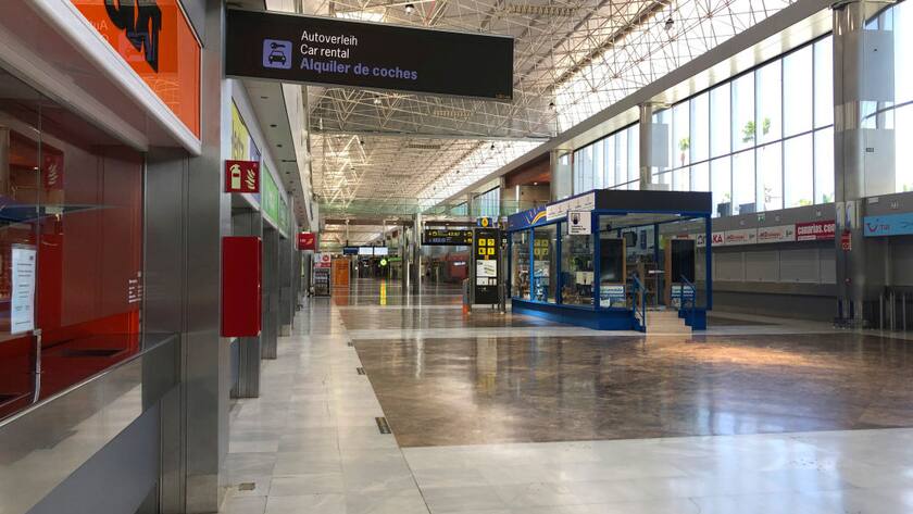 A view of Airport Tenerife Sur during the Coronavirus emergency in Santa Cruz de Tenerife, Spain, on April 8, 2020. (Photo by Sabine Jacob/NurPhoto via Getty Images)