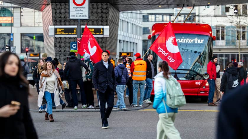 Winterthurer Busfahrer streikten am Dienstagmorgen in Winterthur.