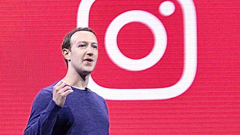 Facebook CEO Zuckerberg and Instagram logo