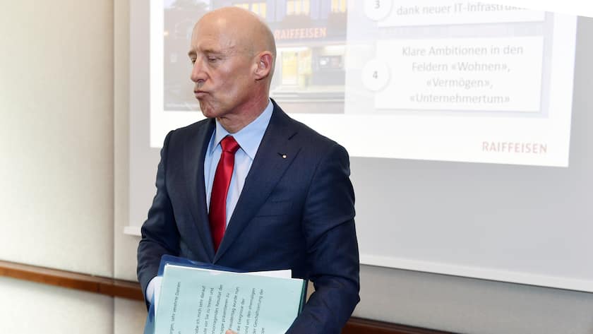 Patrik Gisel, Ex-CEO der Raiffeisen Gruppe an der Bilanzmedienkonferenz in Zürich im März 2018.