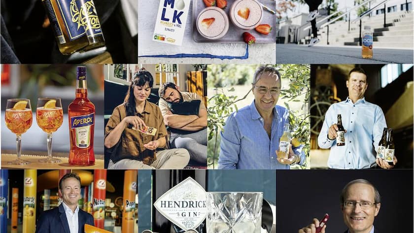 Die Top Ten des «Promarca Brand of the Year»-Awards 2023: Die Marken El Tony Mate, Alpro, Focuswater, Aperol, So Nuts, Opaline, Möhl Cider Clan, Zweifel, Hendrick’s, Victorinox.