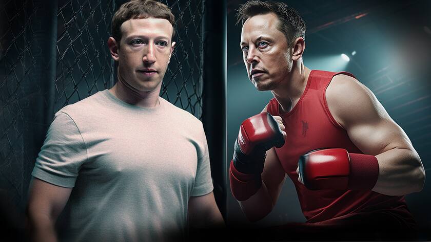 MUSK ZUCKERBERG KI ILLUSTRATION MIDJOURNEY