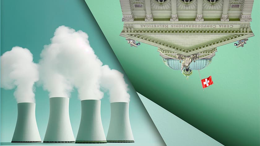 Illustration der Energie und des Bundeshaus – das Thema der Energiepolitik muss die nächsten Jahre vom Parlament gelöst werden