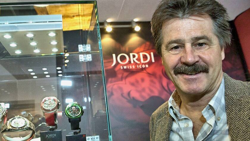 Michel Jordi, CEO and President of Jordi, poses on his Jordi booth, during the 4th edition of the Geneva Time Exhibition, at the Batiment des Forces Motrices, in Geneva, Switzerland, Sunday, January 7, 2013. Many independent watch brands present their new collections. (KEYSTONE/Salvatore Di Nolfi)