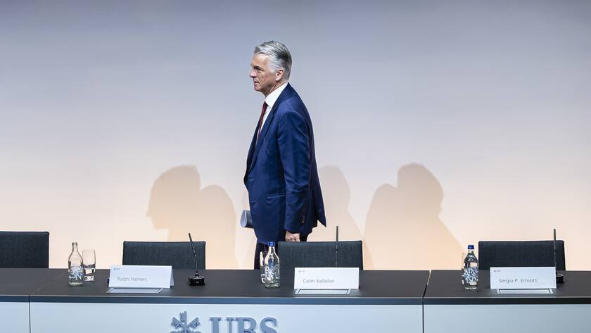 Newly appointed Group Chief Executive Officer of Swiss Bank UBS Sergio P. Ermotti leaves a news conference in Zurich, Switzerland, 29 March 2023. Following a UBS group's 19 March announcement regarding UBS's acquisition of Credit Suisse, the Board of Directors of UBS appointed Ermotti as Chief Executive Officer, effective 05 April 2023. (KEYSTONE/Michael Buholzer)
