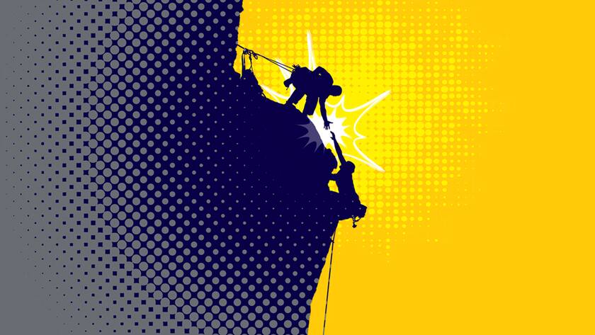 Schnelleres externes Wachstum mithilfe von Private Equity BCGE-CorporateFinance Hand Pop art Mountain Climbers