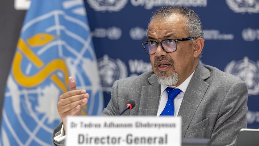 Tedros Adhanom Ghebreyesus, Director General of the World Health Organization (WHO), talks to the media during a press conference organized by the Geneva Association of United Nations Correspondents (ACANU), at the World Health Organization (WHO) headquarters in Geneva, Switzerland, Tuesday, December 10, 2024