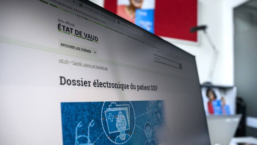 Une vue du site internet du canton de Vaud pur l'ouverture d'un nouveau dossier electronique du patient (DEP) dans le guichet DEP du reseau sante Lausanne