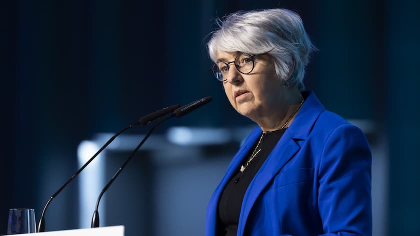 Bundesrätin Elisabeth Baume-Schneider anlässlich der Nationalen Konferenz Gesundheit 2030, am Dienstag, 20. Februar 2024 in Bern.