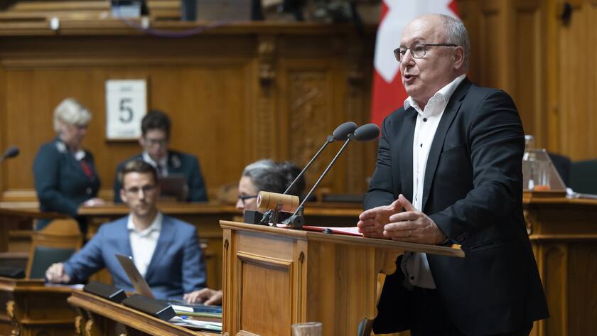 Pierre-Yves Maillard, SP-VD, spricht während der Debatte um die Renteninitiative, waehrend der Sommersession der Eidgenoessischen Raete, am Montag, 5. Juni 2023, in Bern.