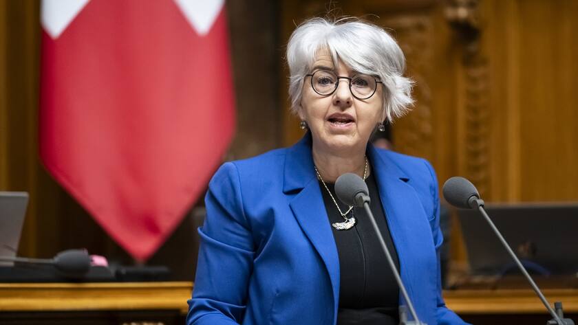 Bundesrätin Elisabeth Baume-Schneider spricht zur Grossen Kammer an der Frühjahrssession der Eidgenössischen Räte, am Donnerstag, 7. März 2024 im Nationalrat in Bern.