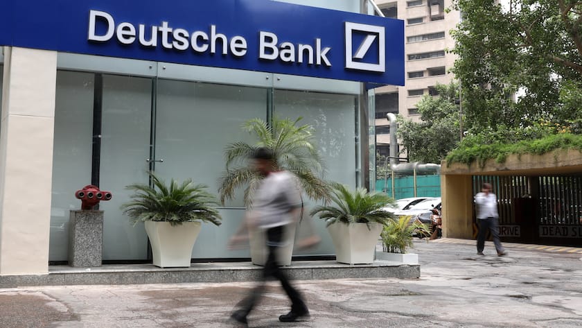 epa07704878 A general view of signage of the Deutsche Bank in New Delhi, India, 09 July 2019. The Deutsche Bank has announced that it will cut approximately 18,000 jobs worldwide in a restructure that will discard its global equities business and scale down its investment bank. EPA/RAJAT GUPTA