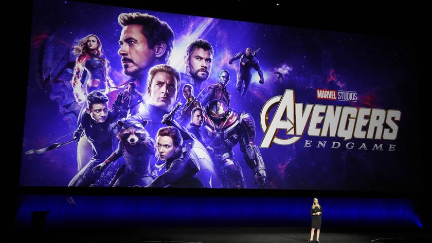 Cathleen Taff, president of distribution, franchise management, business and audience insight for Walt Disney Studios, discusses the upcoming Marvel film "Avengers: Endgame" during the Walt Disney Studios Motion Pictures presentation at CinemaCon 2019, the official convention of the National Association of Theatre Owners (NATO) at Caesars Palace, Wednesday, April 3, 2019, in Las Vegas. (Photo by Chris Pizzello/Invision/AP)