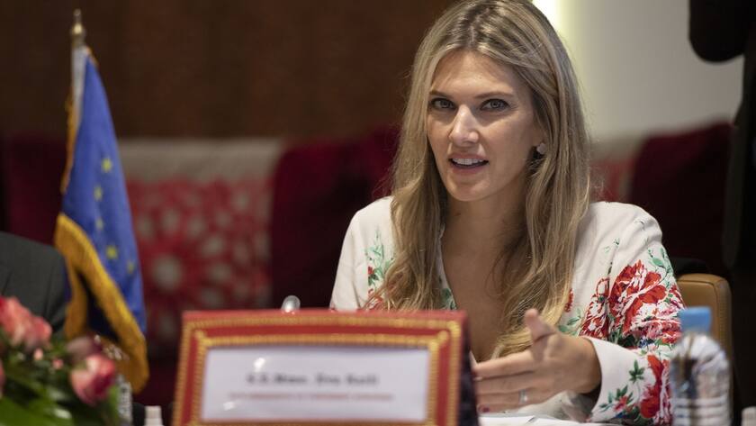 epa10235127 Parliamentary and the Vice President of the European Parliament, Eva Kaili attends the Parliamentary Assembly Union for the Mediterranean (UfM) meeting, at the Moroccoan Parliament in Rabat, Morocco, 10 October 2022. EPA-EFE/JALAL MORCHIDI