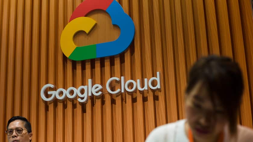 Google Cloud Logo bei Cloud Expo Asia im Jahr 2019 in Hong Kong, China.